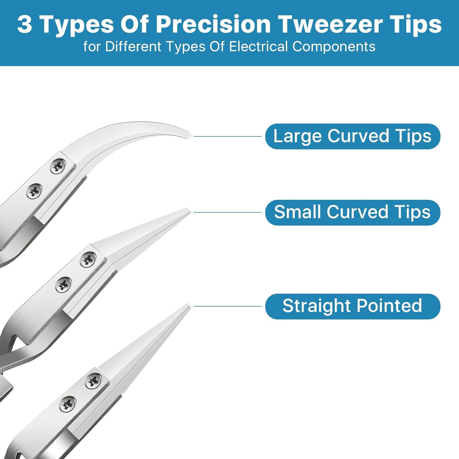6 Pcs Precision Reverse Ceramic Tweezers Set, Non-Conductive Heat-Resistant Elec