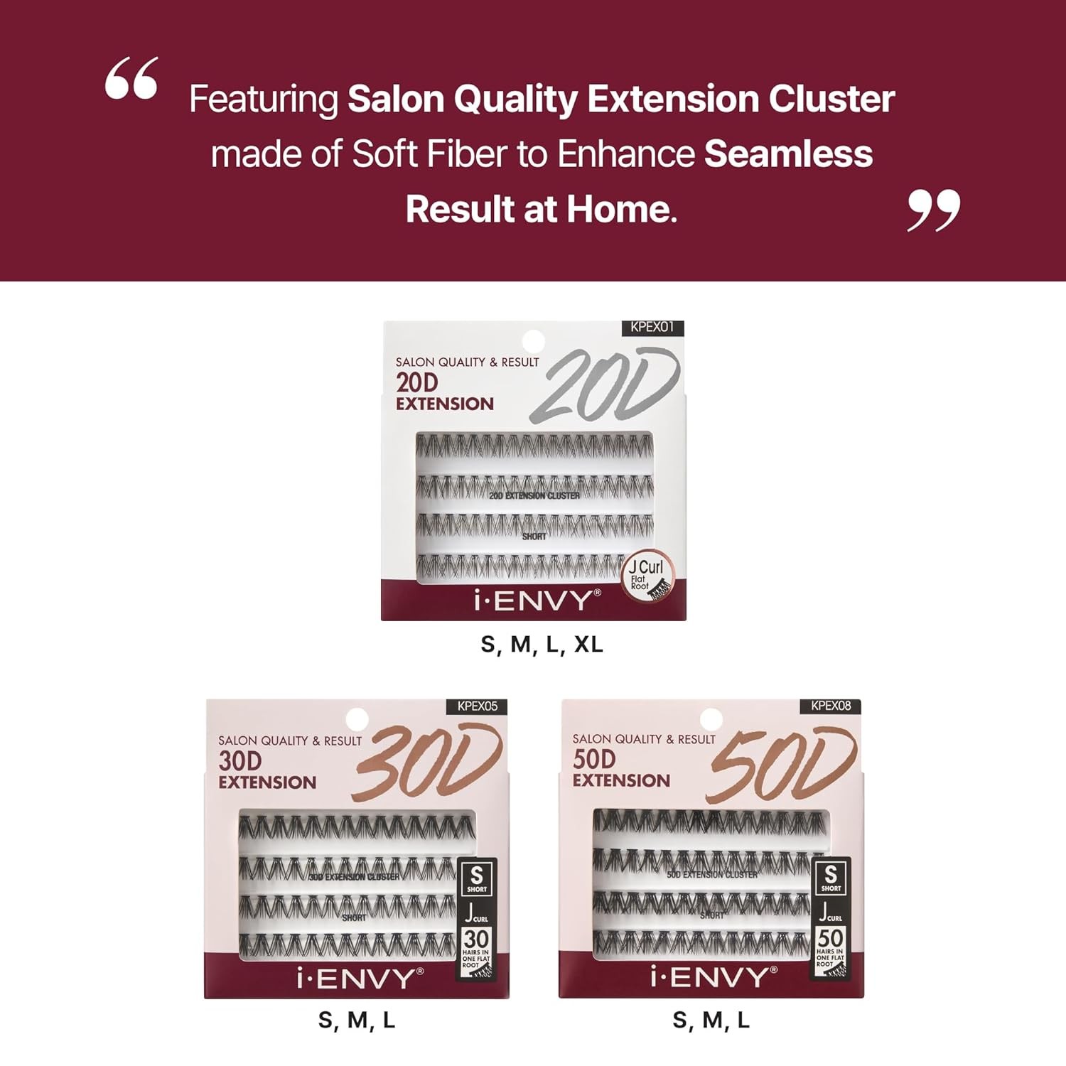 i-ENVY 30D Extension Cluster Individual Lashes, Easy to Apply, Long, Black