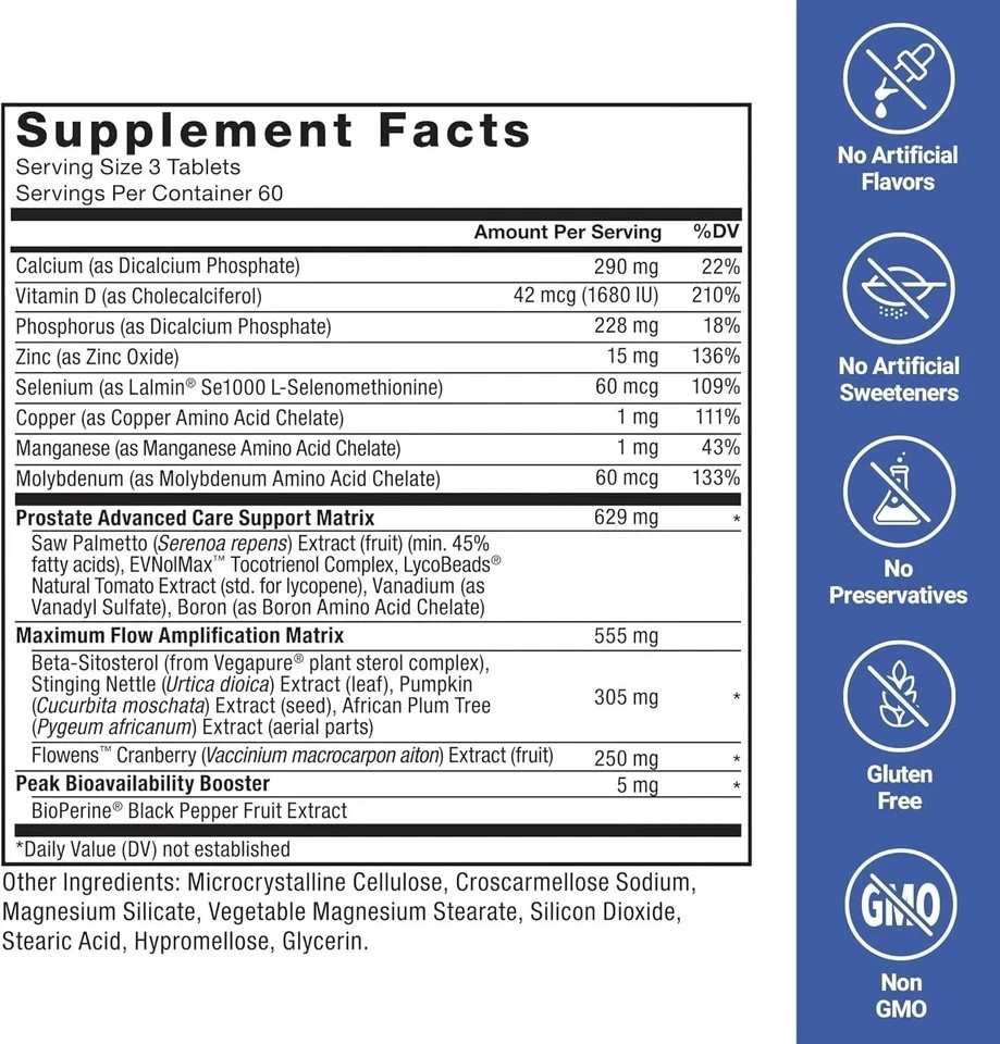 Force Factor Prostate Advanced, Health Supplement for Men for Reducing Nighttime