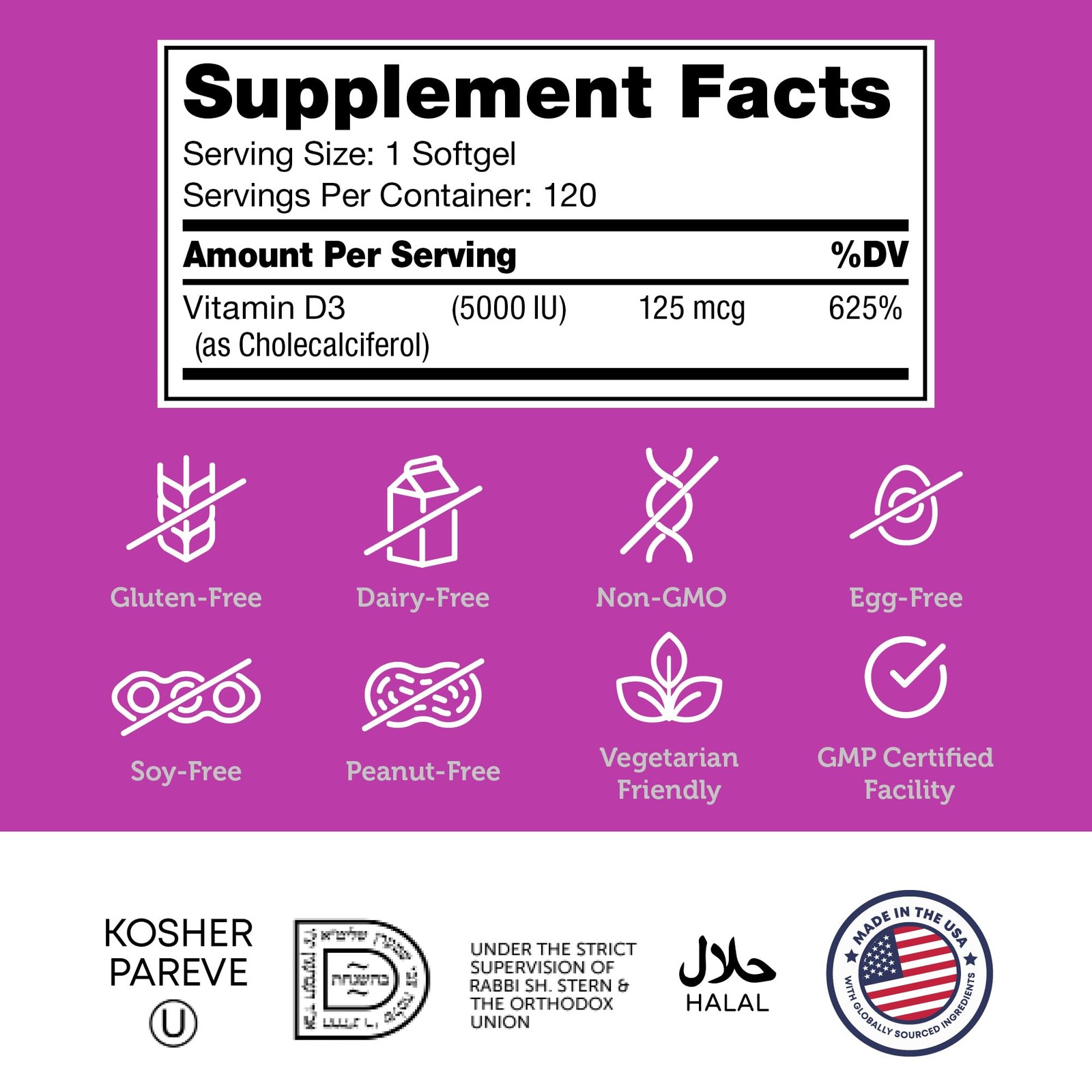 Zahler – Advanced Vitamin D3 5000 IU Softgels 120 Count (Pack of 1), No Color