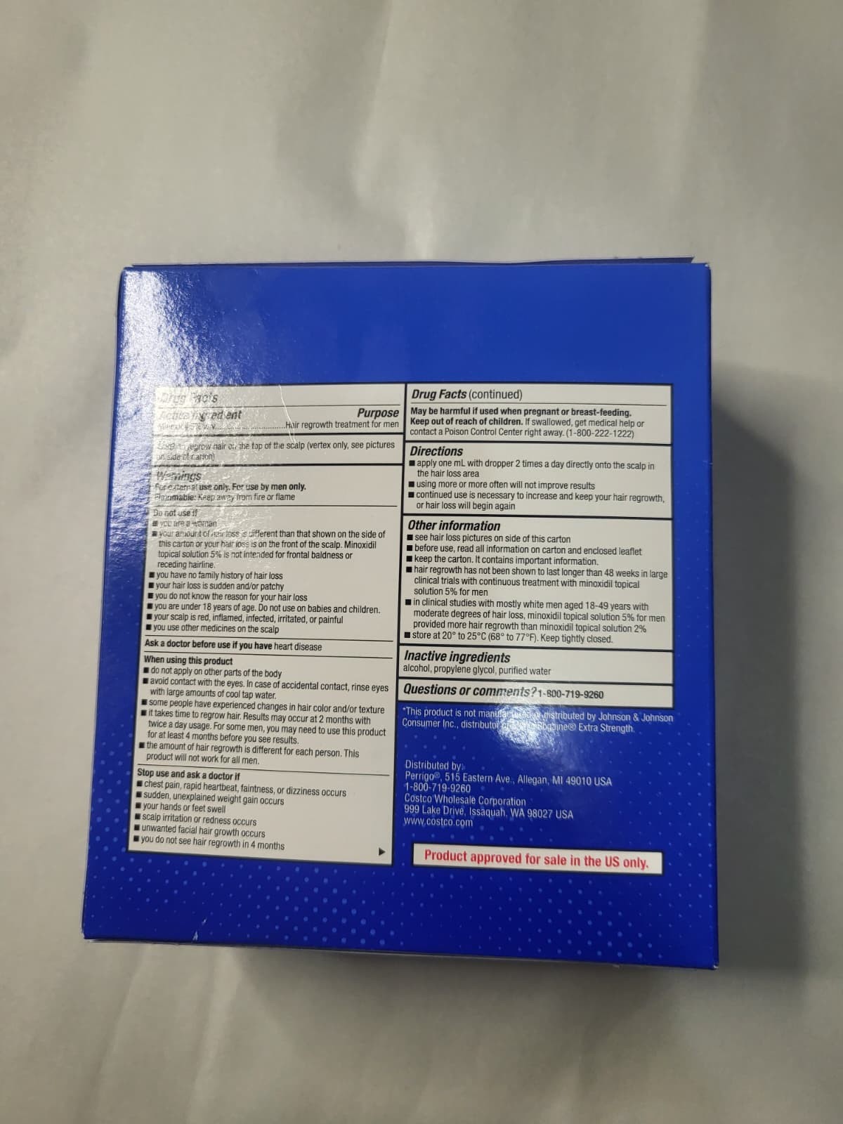 Box of 6 x 60 Ml (2 Fl OZ) Kirkland Men Hair Loss Regrowth 5% Minoxidil Solution
