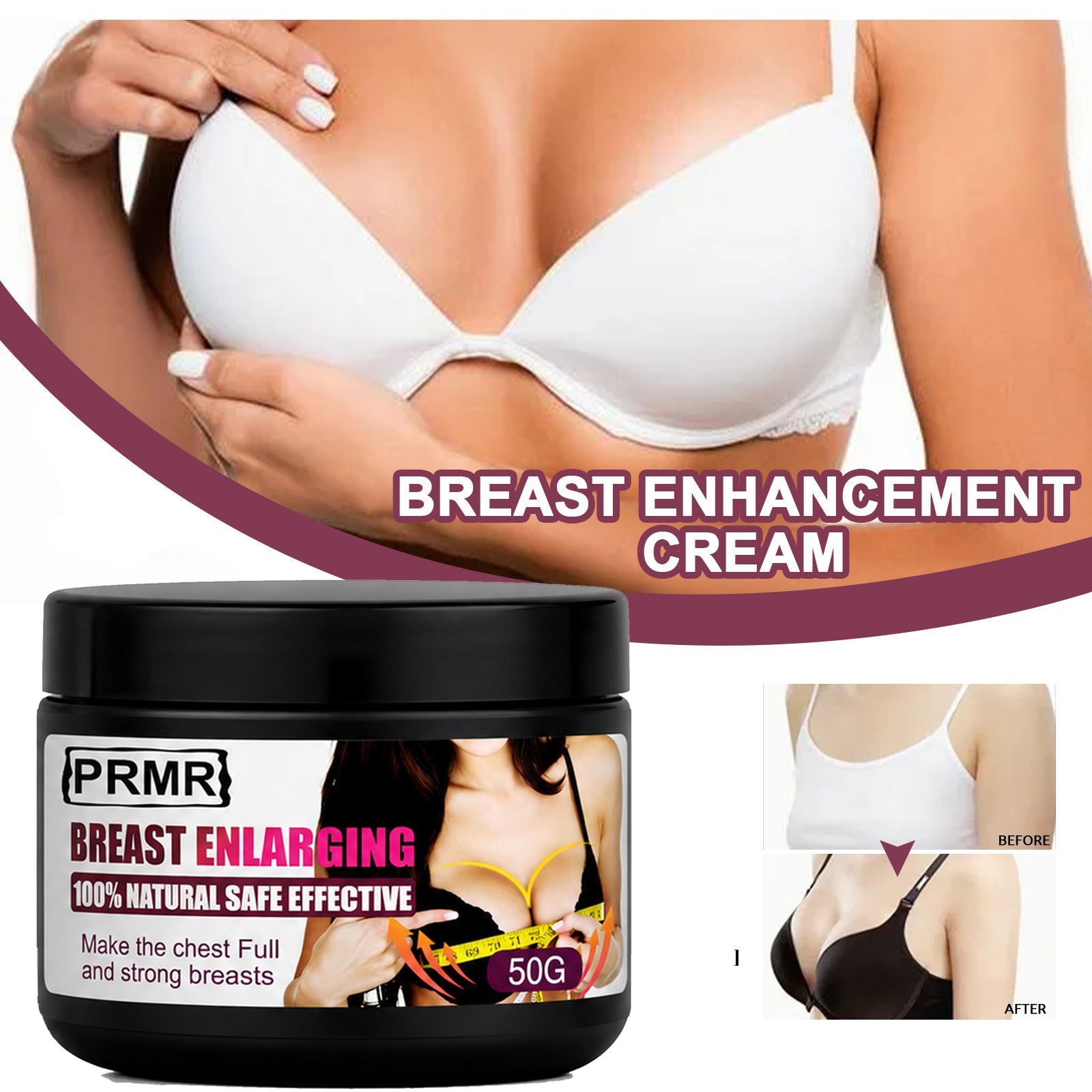 PRMR Breast Enlarging Cream Natural Enhancement Support Growth & Lifting – 1.7oz