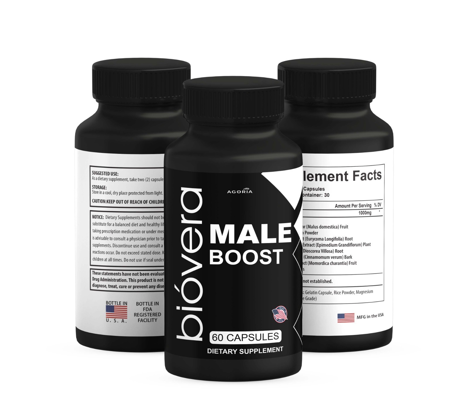 ( 2 Pack )BioVera Male Boost Capsules, Natural Biovera MaleBoost Capsules