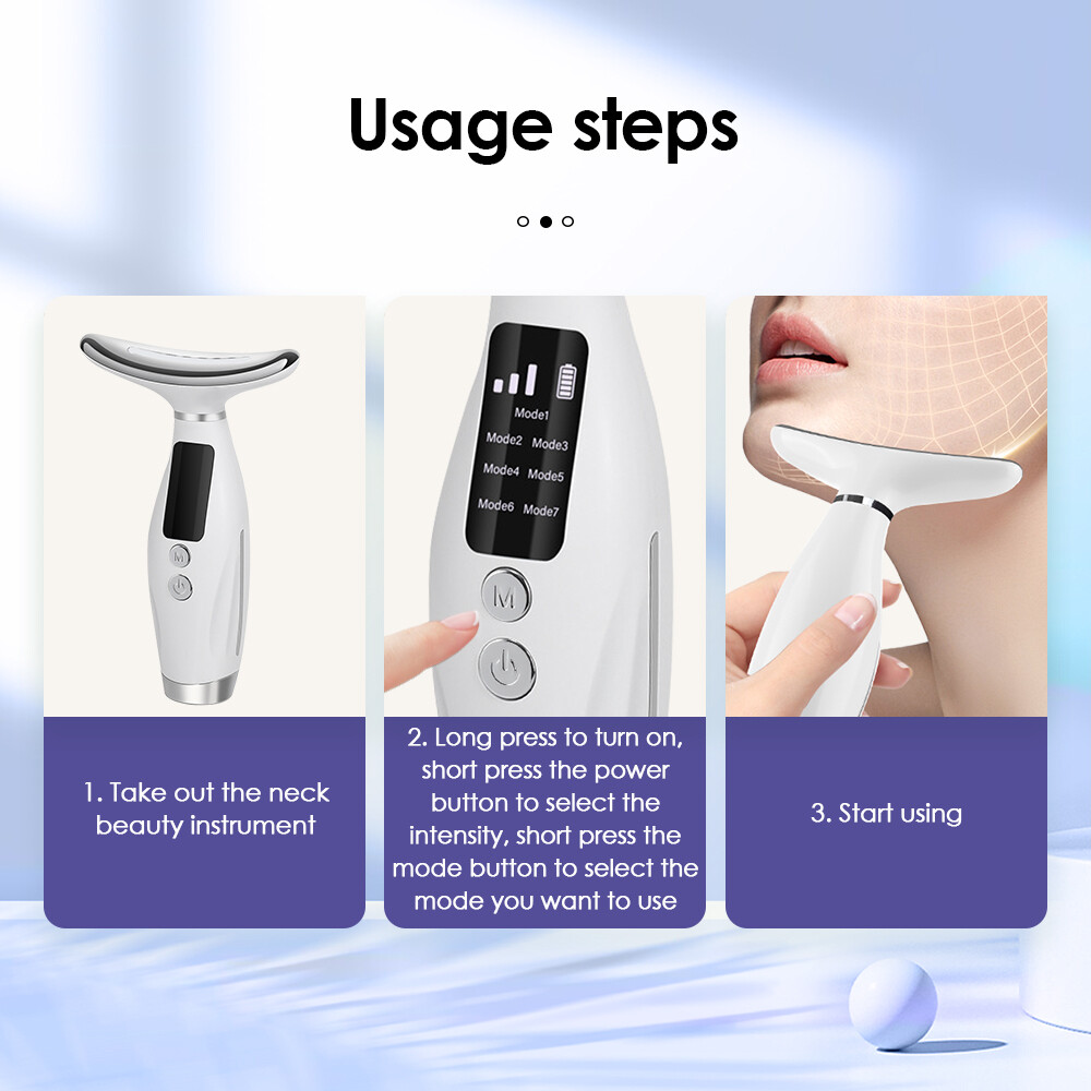 Neck Face Lifting Massager Skin Tighten Device LED Anti Wrinkle Double Chin US