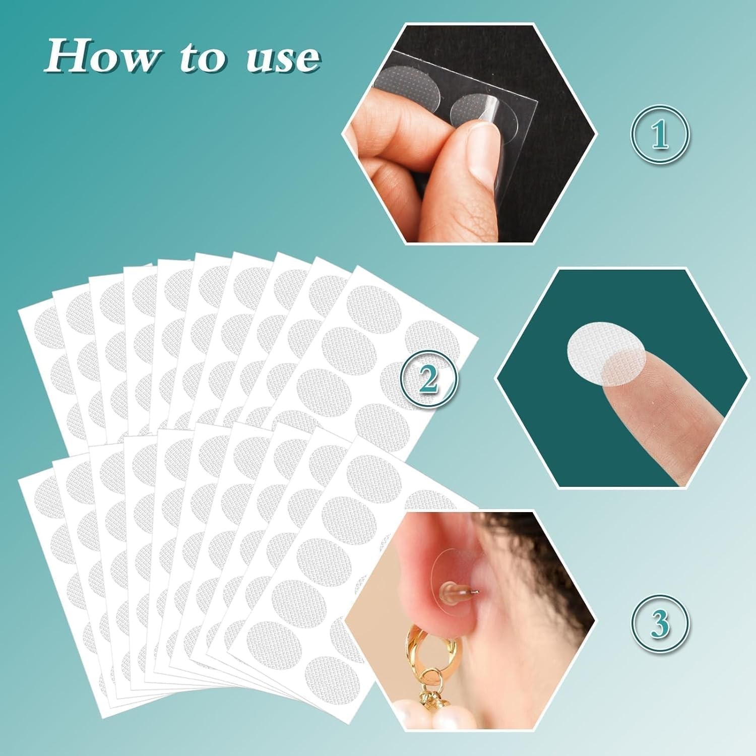 500PCS Ear Lobe Support Patches for Earrings, Clear Earring Stickers for Heavy E