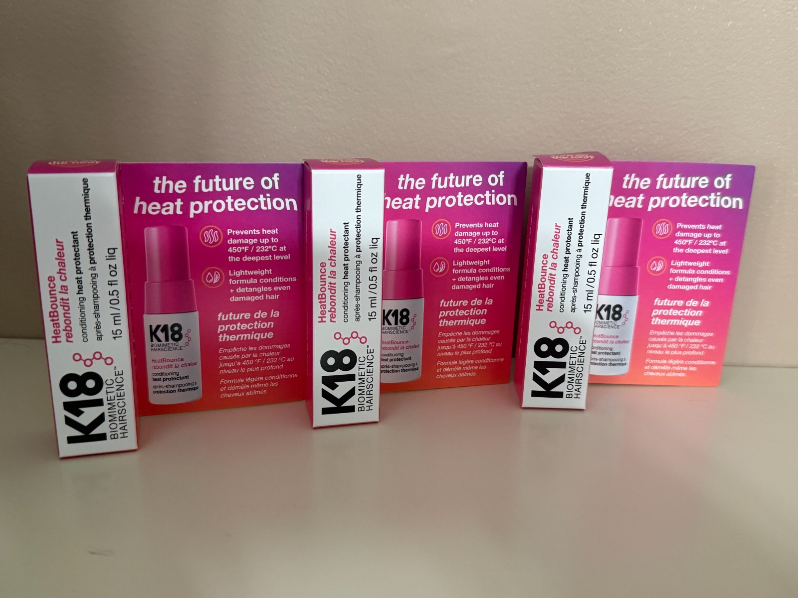 K18 BIOMIMETIC HAIRSCIENCE HeatBounce CONDITIONING Heat Protectant 15 ml 0.5 oz