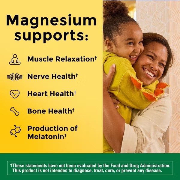 Nature Made Magnesium Citrate 250 mg per serving, Magnesium 60ct