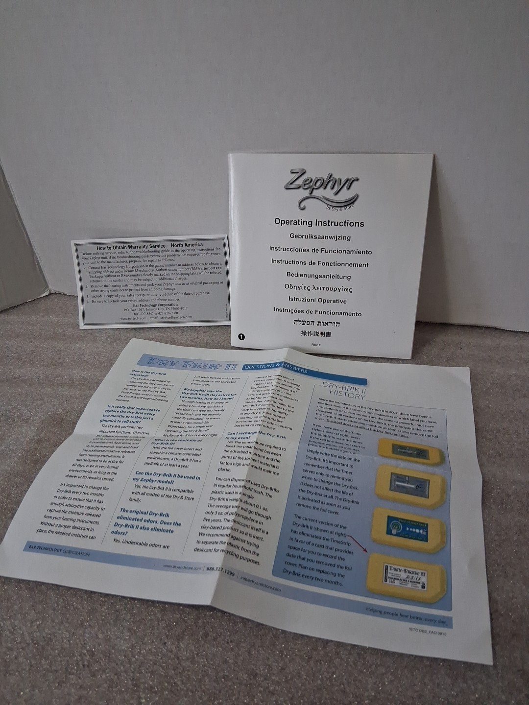 Operating Instructions Manual For Only Dry & Store Zephyr Hearing Aid Dryer