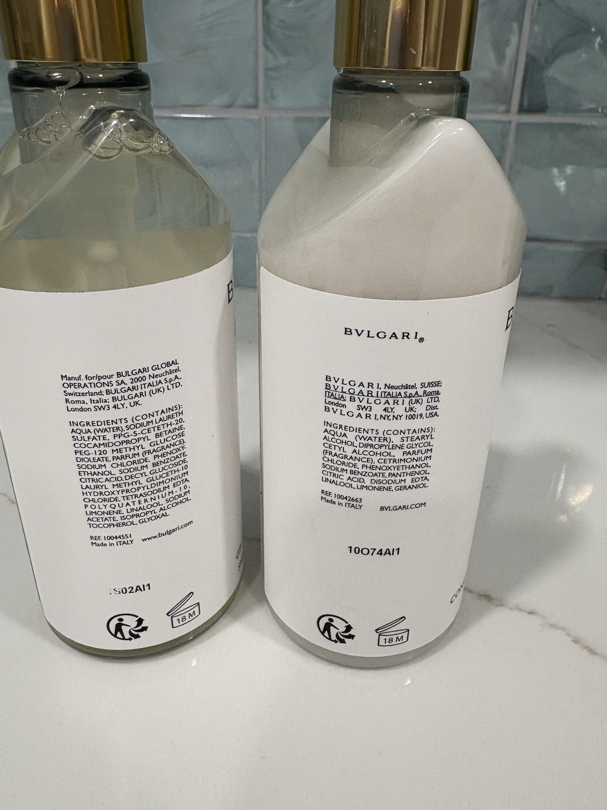BVLGARI Eau Parfumée au thé blanc White Tea Shampoo & Conditioner 10.1 oz