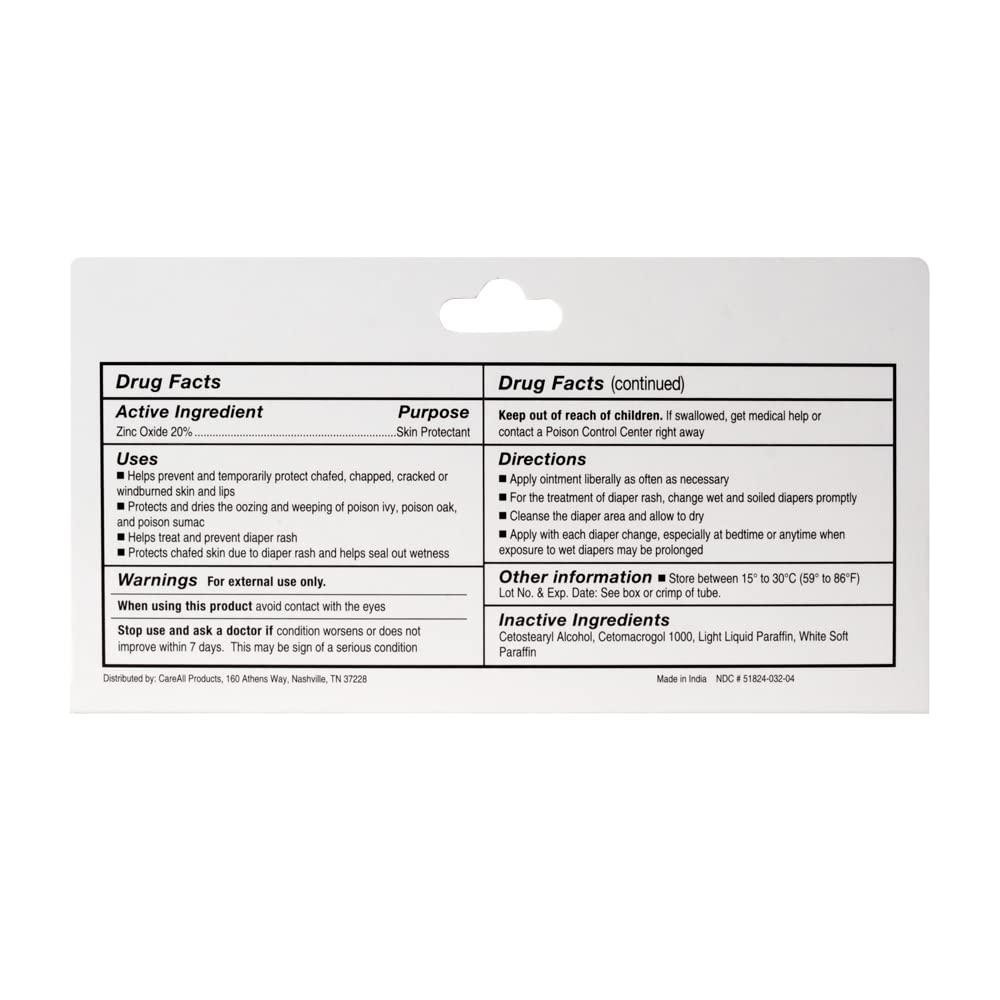 3 Pack CareAll Zinc Oxide 20% Ointment – 2 oz. Skin Protectant Diaper Rash Care.