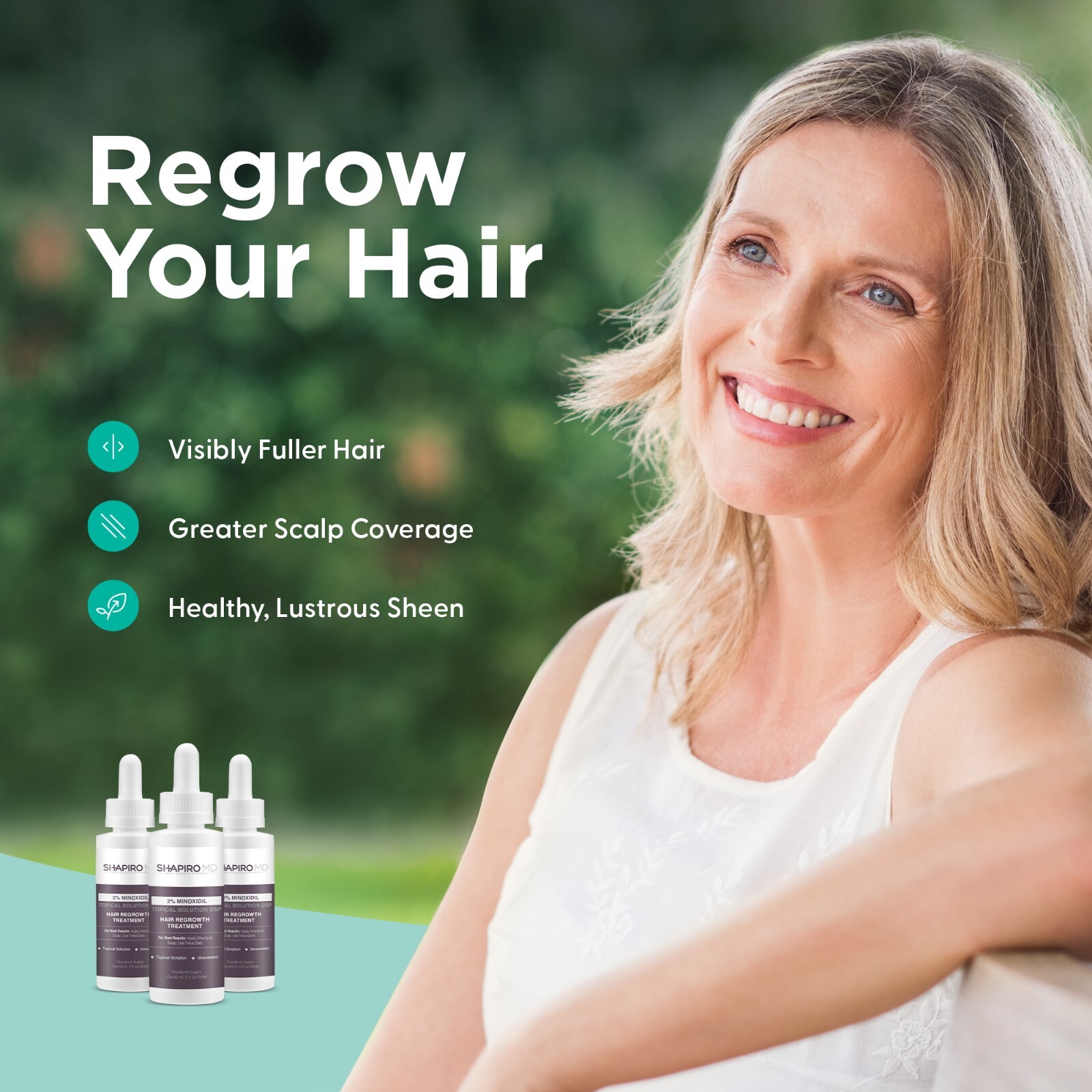 Minoxidil Topical Solution 2% for Women Hair Regrowth, Serum Reactivates Hair