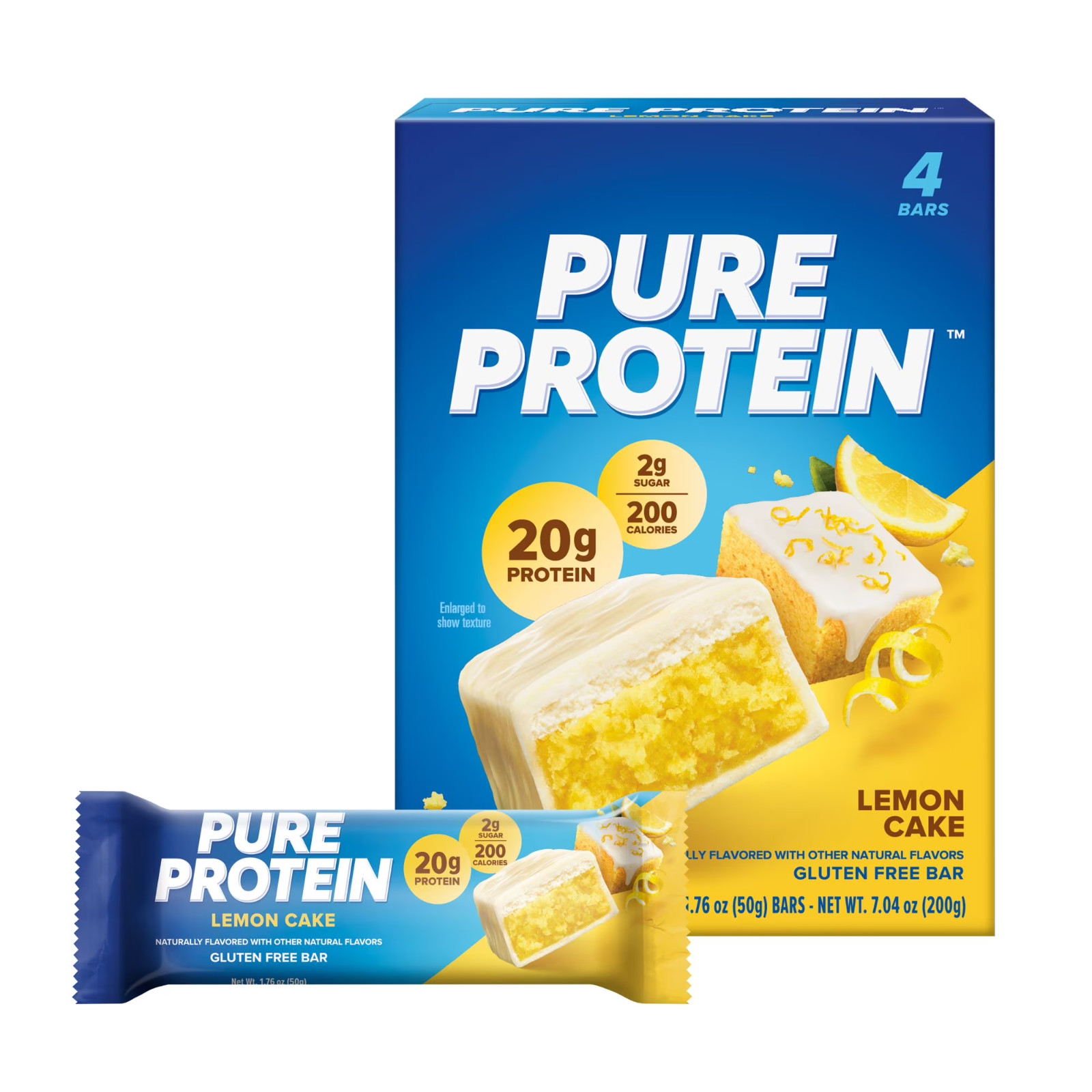 Pure Protein Bars Lemon Cake High Protein Low Sugar Gluten Free Snack 12 Count