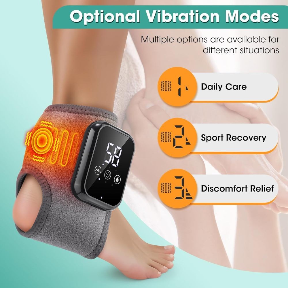 Cordless Foot and Ankle Massager Brace for Pain Relief Heating Vibration Therapy