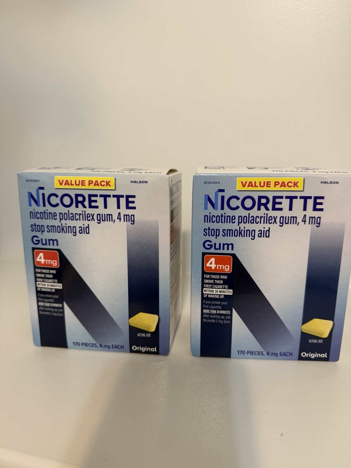 Nicorette 4mg Coated White Original Gum 170 Pieces, Exp. 6/27 + 10/26 New Sealed