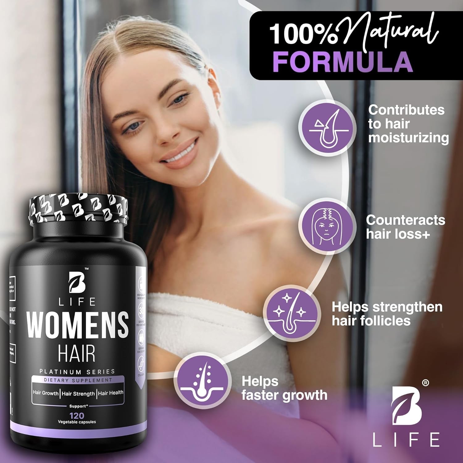 TWO PACK- Womens Hair Growth Supplement – Biotin Hair Vitamin Complex (60 days)