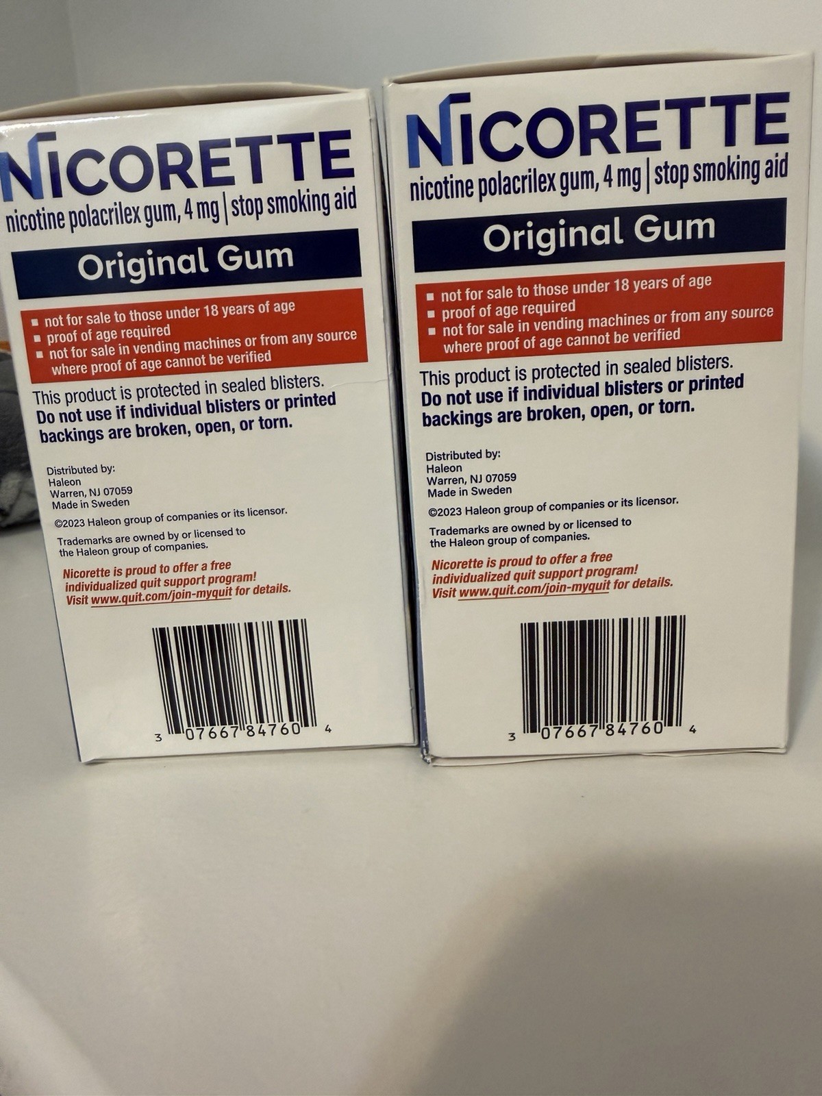 Nicorette 4mg Coated White Original Gum 170 Pieces, Exp. 6/27 + 10/26 New Sealed
