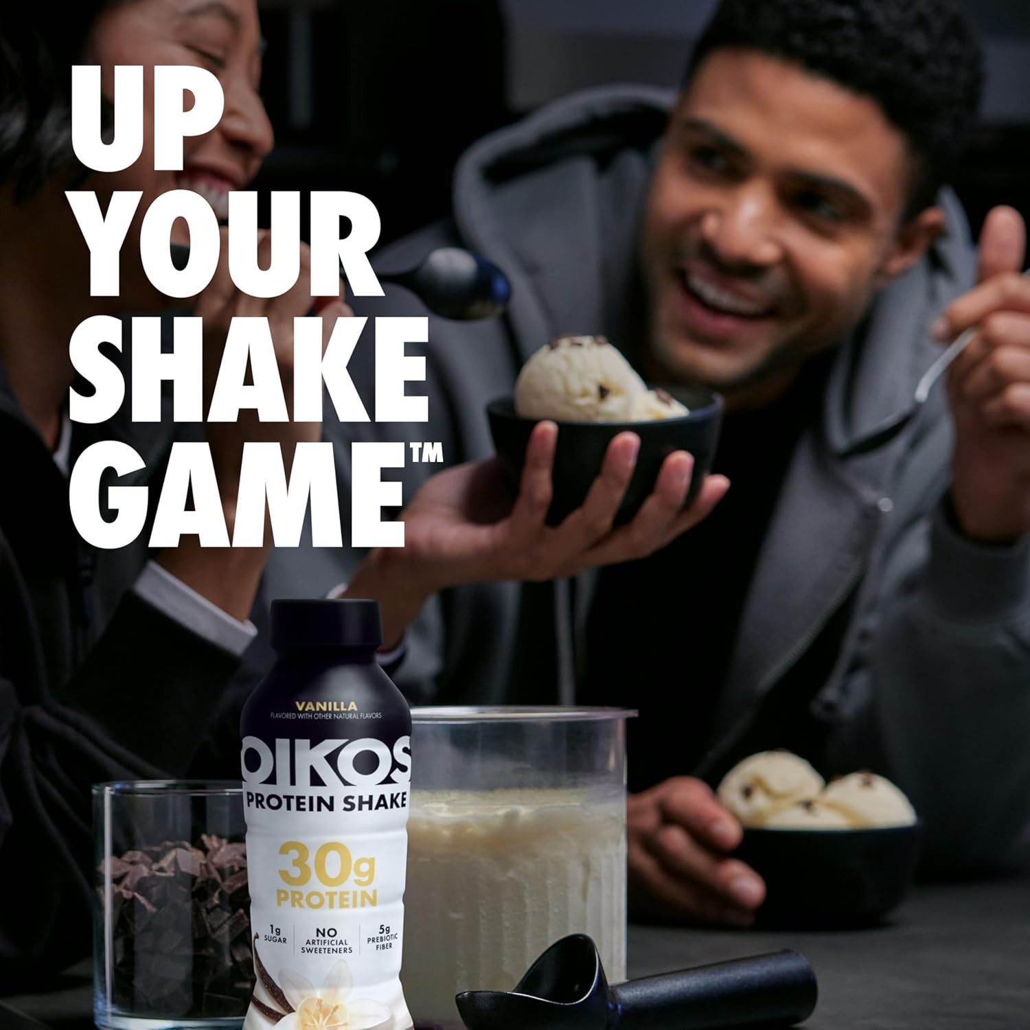 Oikos Protein Shake, Vanilla, 30g High Drinks, 12 Fl Oz (Pack of 12)