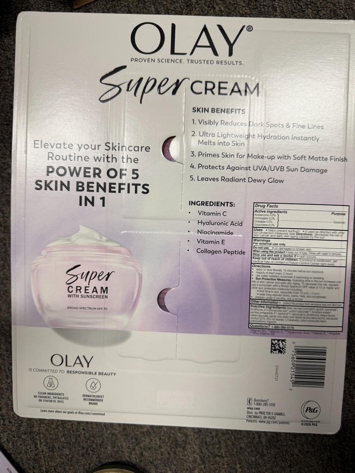 Olay Super Cream SPF 30 with Sunscreen, 1.7 Oz, 2-Pack, NIB, Expires 2028