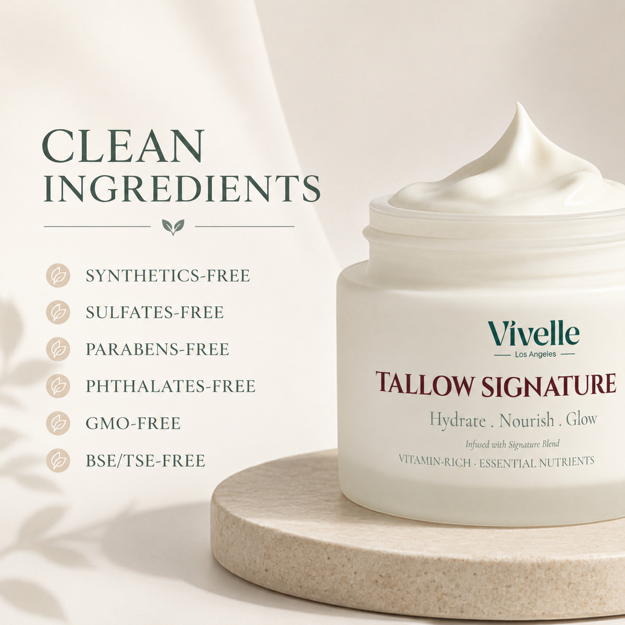 2 Pack Grass Fed Beef Tallow Face Cream Moisturizer Sensitive Dry Skin 3.6oz