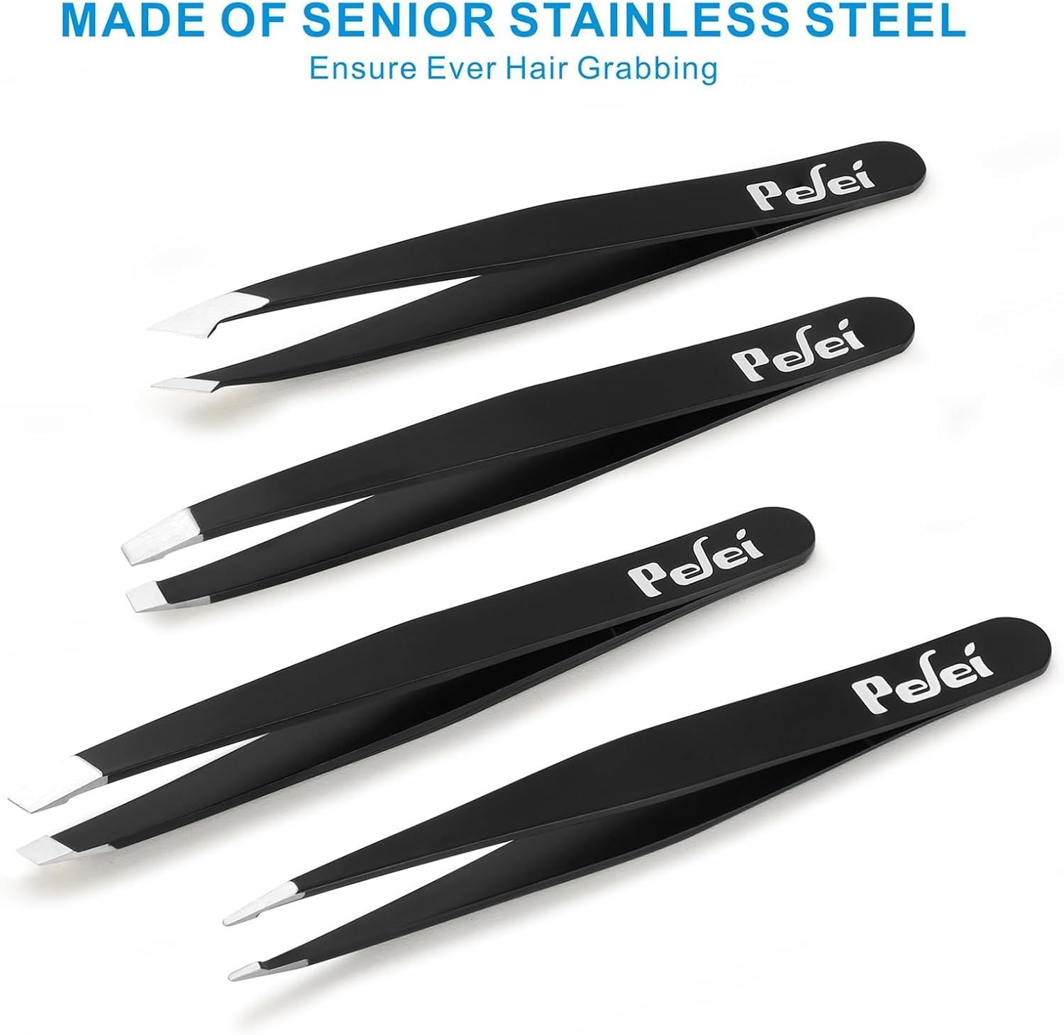 Professional Stainless Steel Tweezers Set for Eyebrows and Splinters