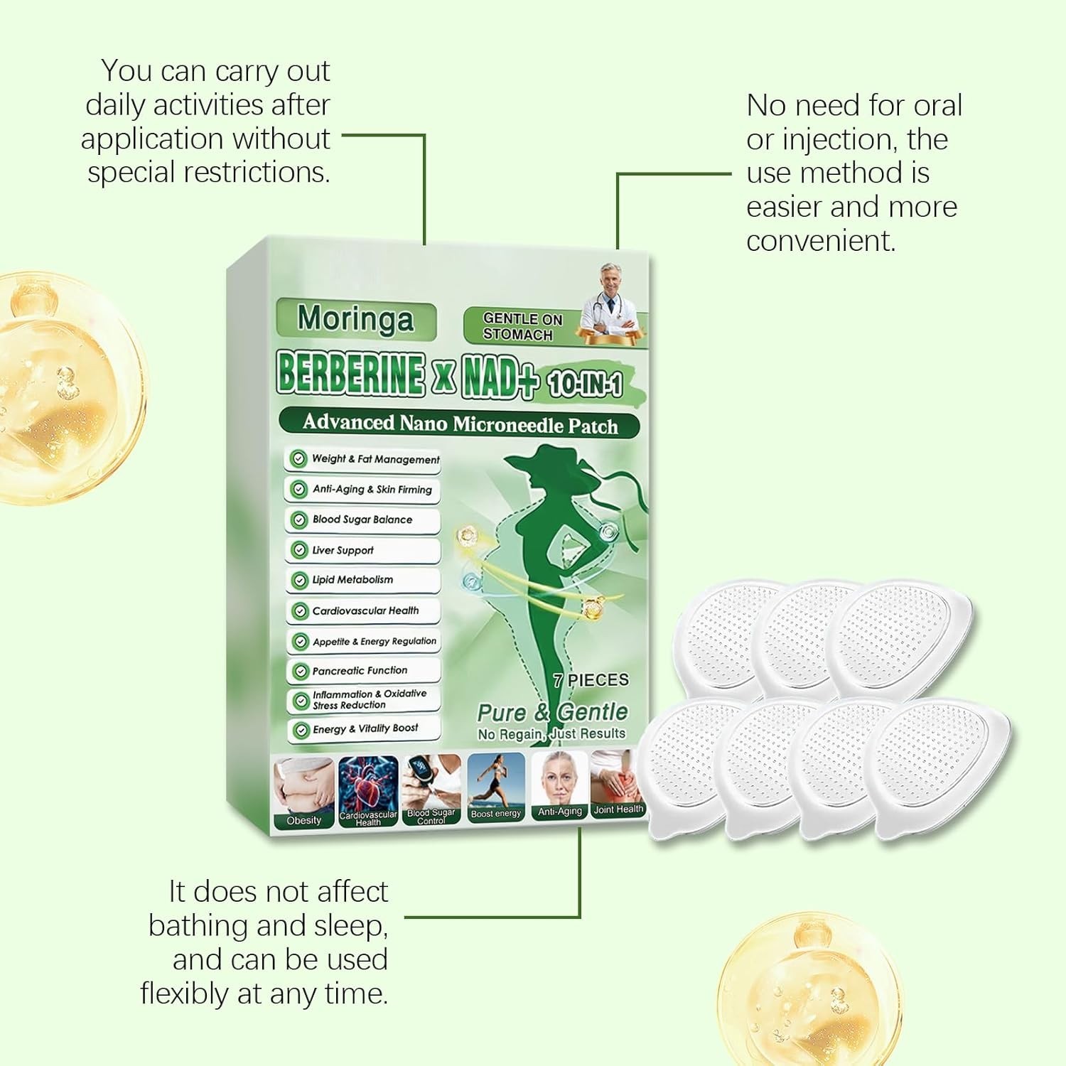 Moringa Berberine + NAD+ 10-in-1 Microneedle Patches Bioavailable Strength NEW