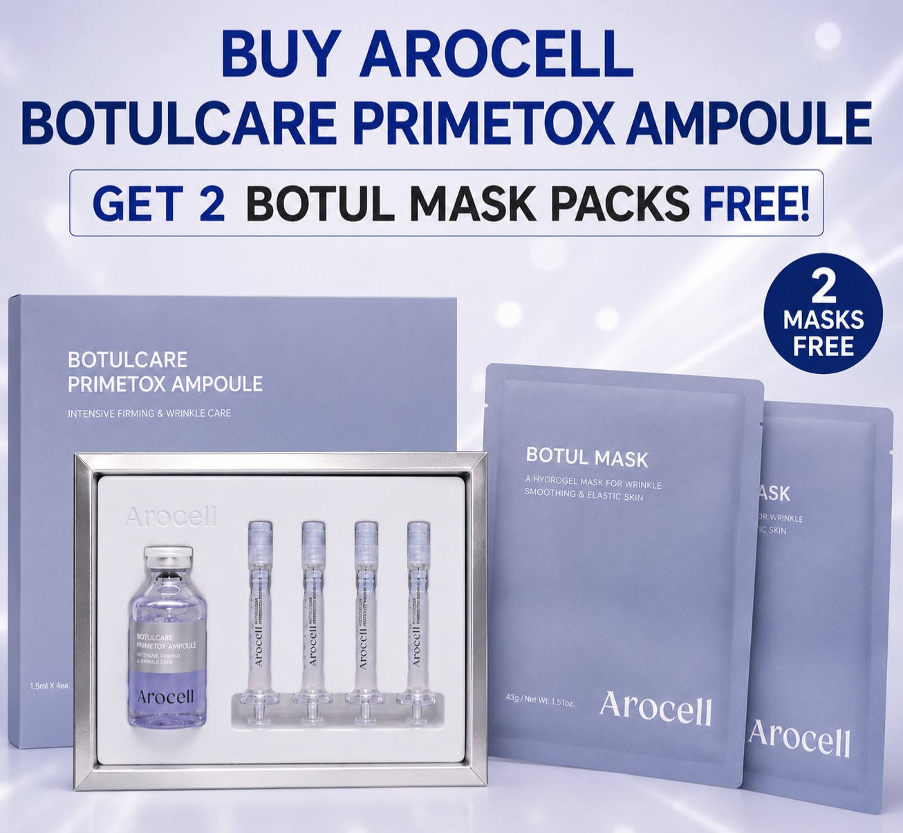 Arocell Botulcare Primetox Ampoule Set + 2 Botul Mask Free