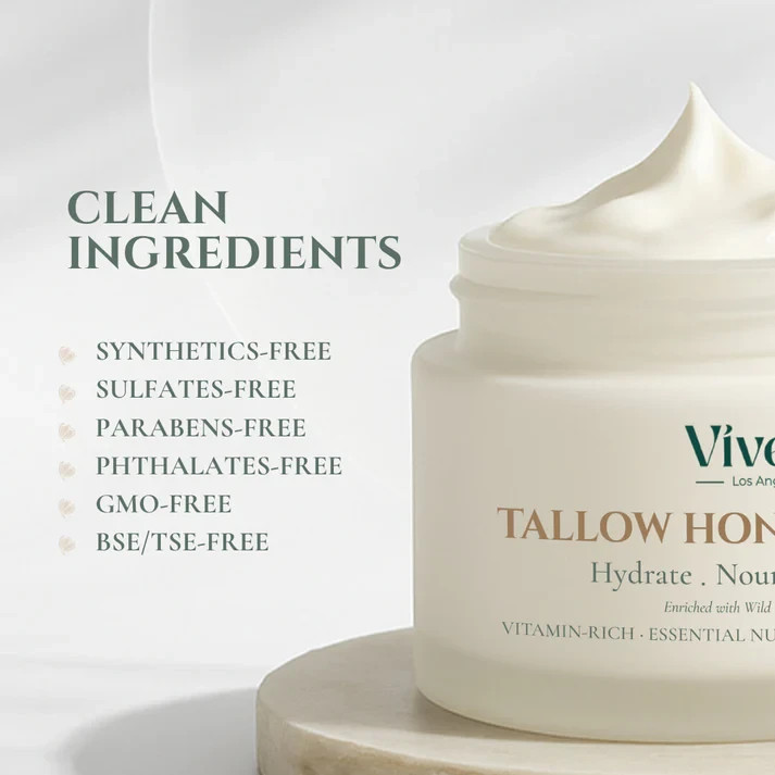 2 Pack Grass Fed Beef Tallow Honey Face Cream Moisturizer Dry Sensitive Skin 3.6