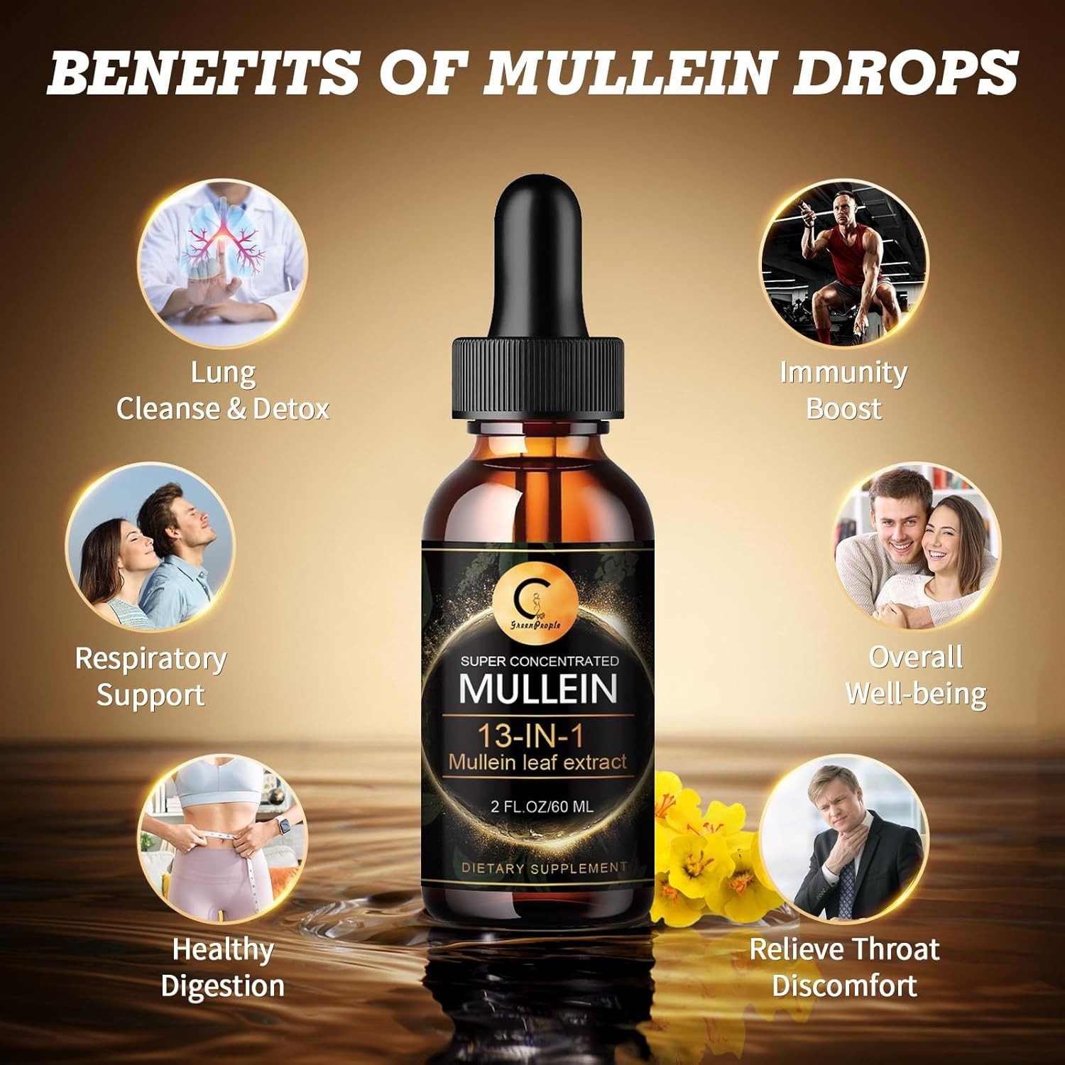 2Pack Mullein Drops for Lungs – Lung Detox for Respiratory Health Lung Cleanse
