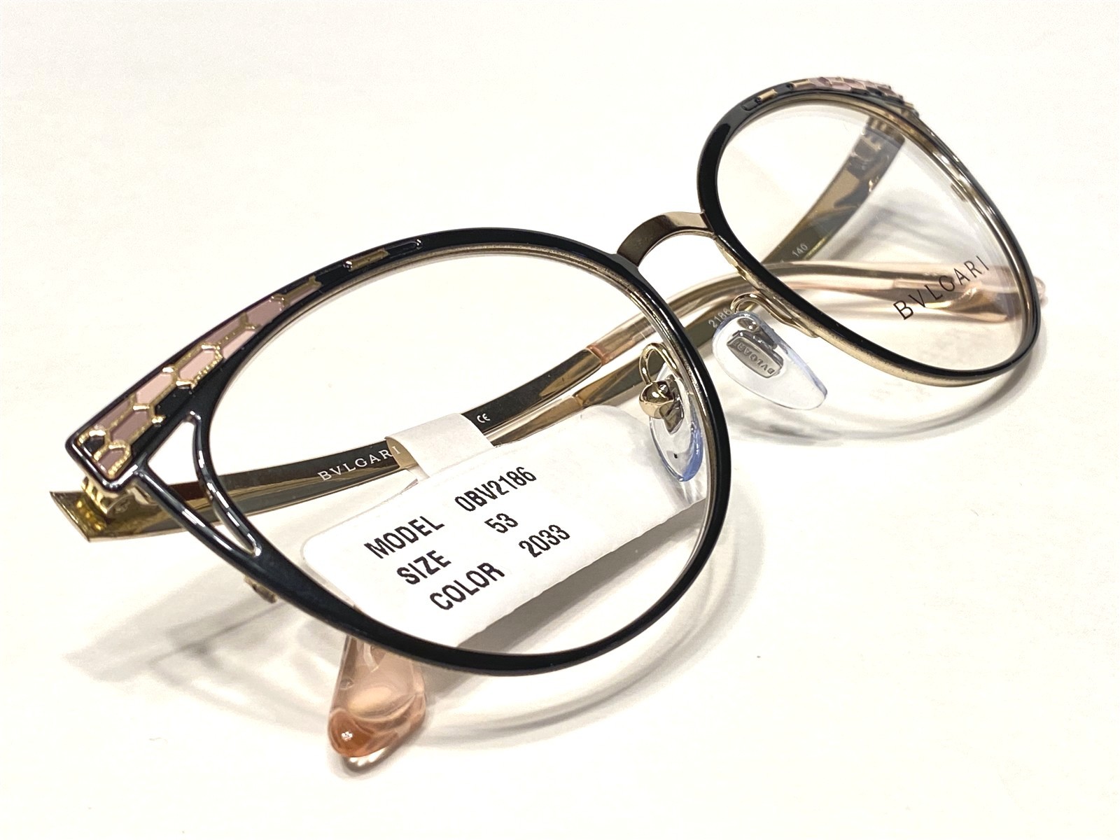 Women’s Bvlgari Eyeglasses Frames BV2186 2033 Black & Pink Cat’s 53/17~140 NEW