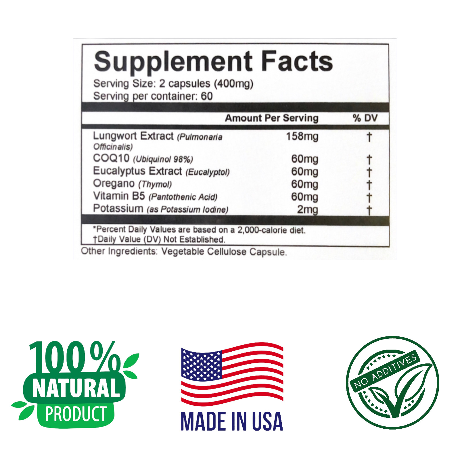 HERBAL LUNGS CLEANER Remedy, Improve lungs, 120 Capsules, Biomedical Formula.