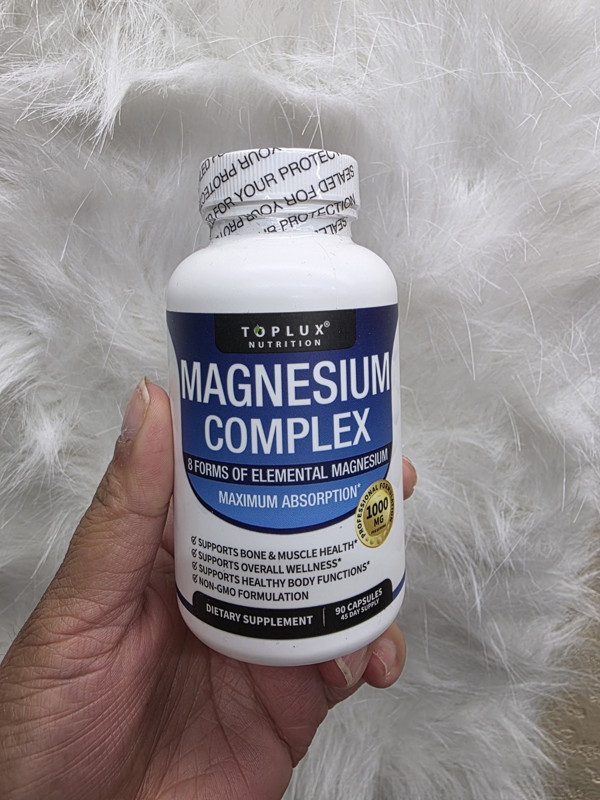 Toplux Nutrition Magnesium Complex 1000mg 90 Capsules Non-GMO Bone Health