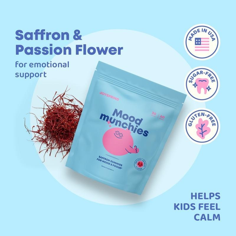 JoySpring Saffron Mood Munchies Gummies – Plant-Based Saffron Formula for Daily