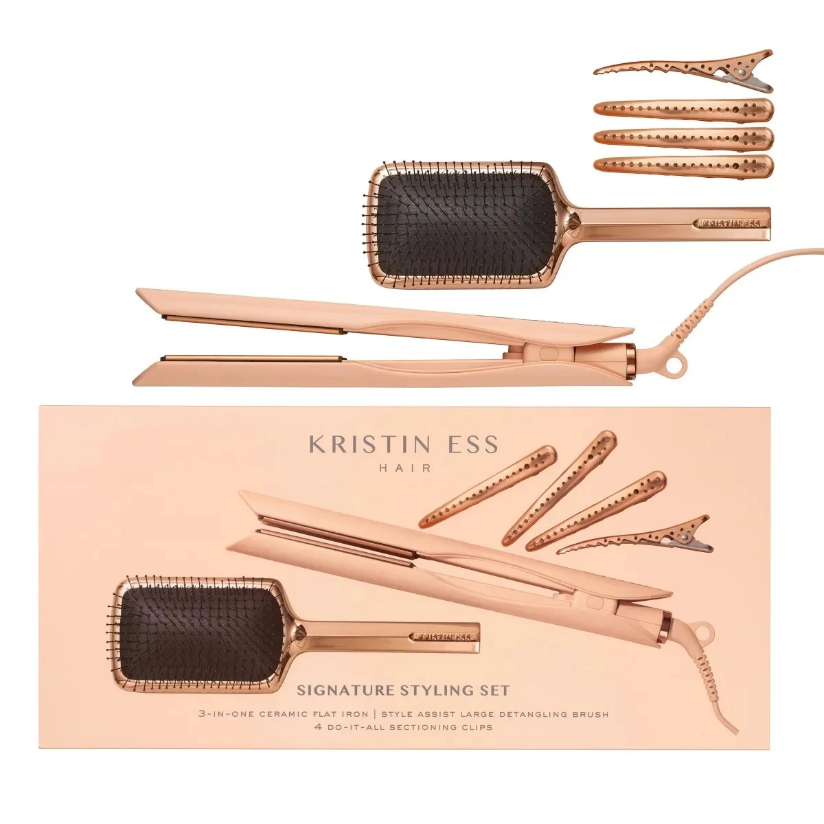 Kristin Ess Hair Signature Styling Set 3-in-1 Ceramic Flat Iron 4 Heat Settings
