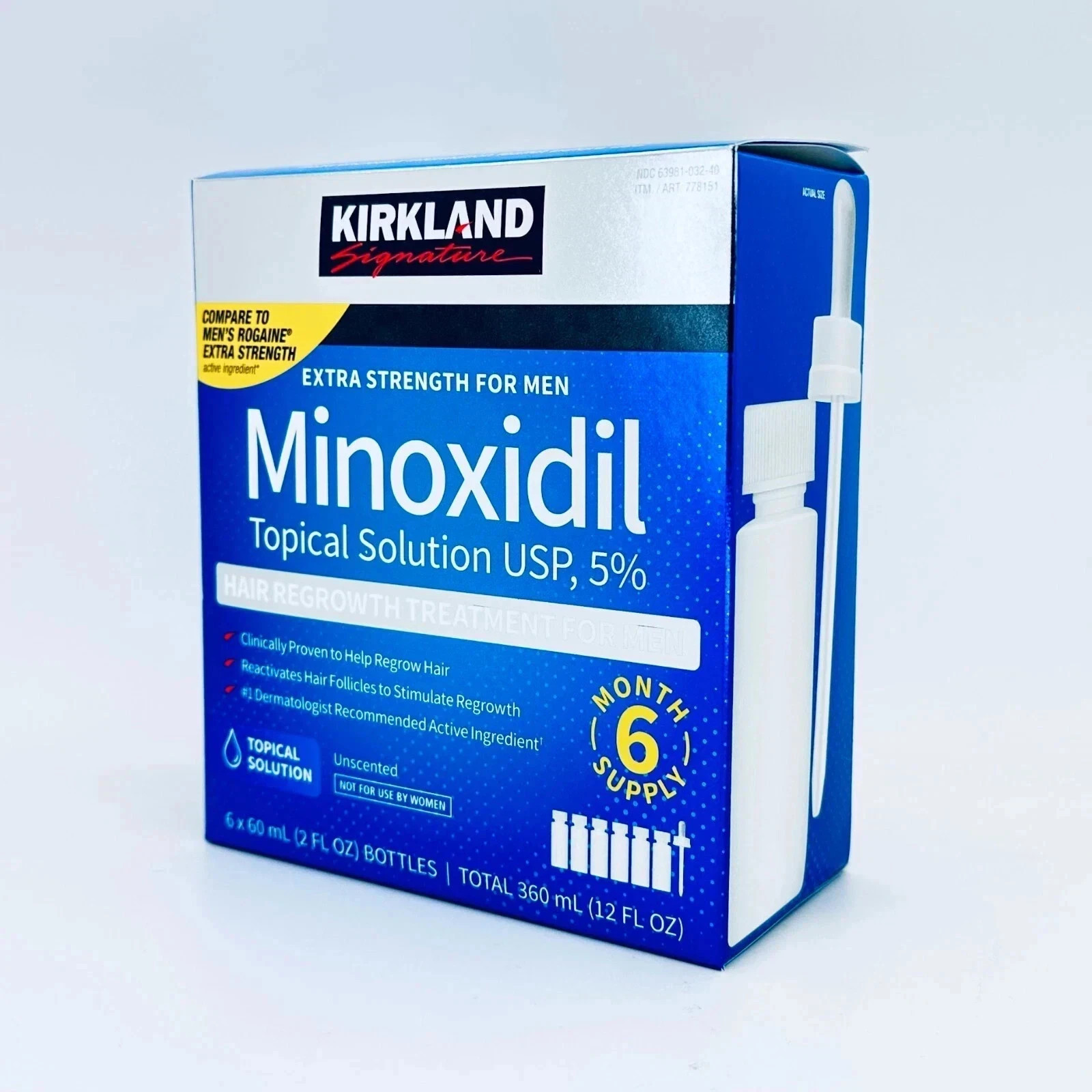 Kirkland Minoxidil 5% Extra Strength Men 6 Month Supply Hair Regrowth EXP 08/27+