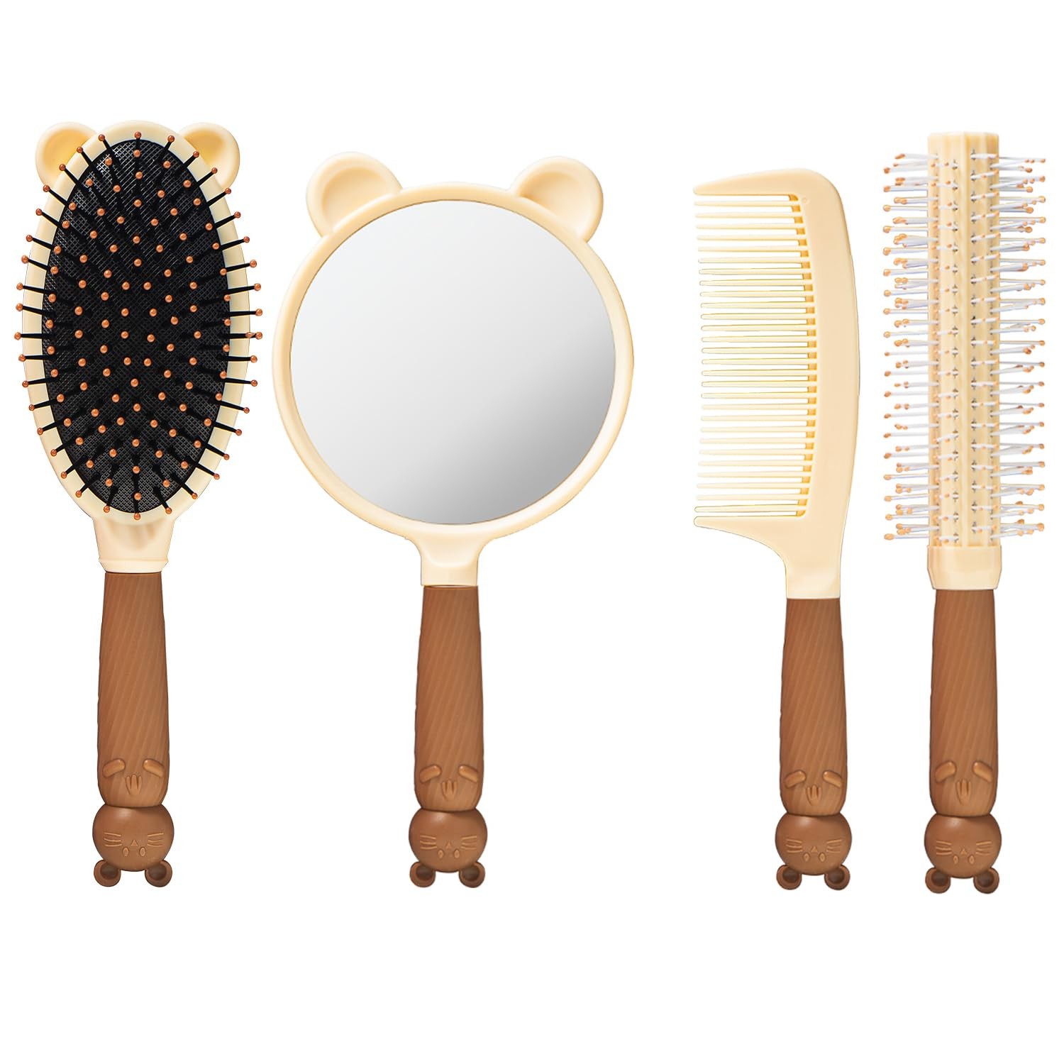 1 Set 4 Pcs Hair Brush and Comb Set for Girls, Comb Mirror Set, Hair Brush Se…