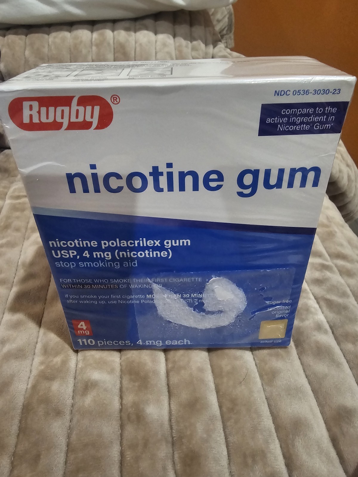 9 x Rugby Nicotine Gum 110 Pieces 4mg Each Sugar Free Uncoated Original Flavor