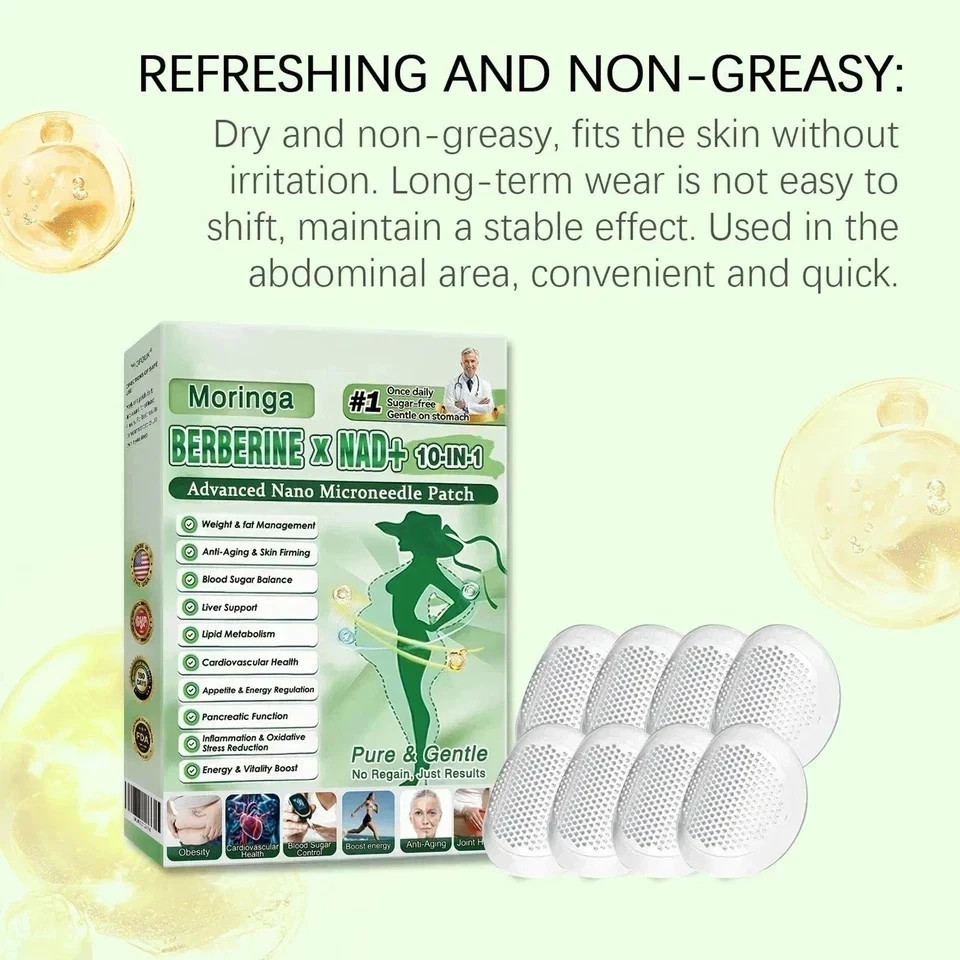 NEW Moringa Berberine NAD+ Weight Loss Patches Advanced Nano Microneedle