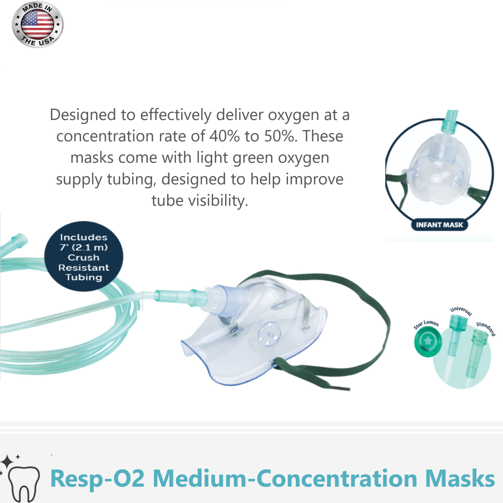 Adult Aerosol Mask 1/Pc with 6cc Cup 7′ Standard Tube Connector Replacement