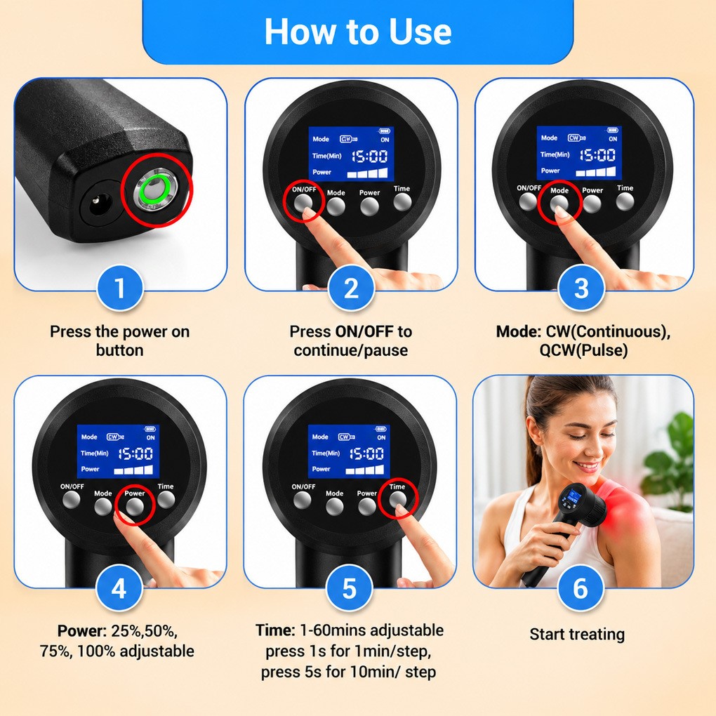 205W Handheld Cold Laser Therapy Device Super Pulsed for Deep Tissue Arthritis