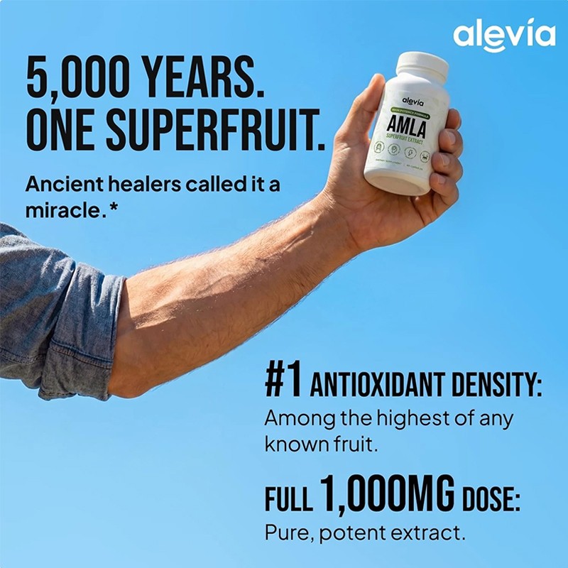 Alevia Organic Amla Capsules 1000mg Indian Gooseberry Antioxidant Supplement 60c