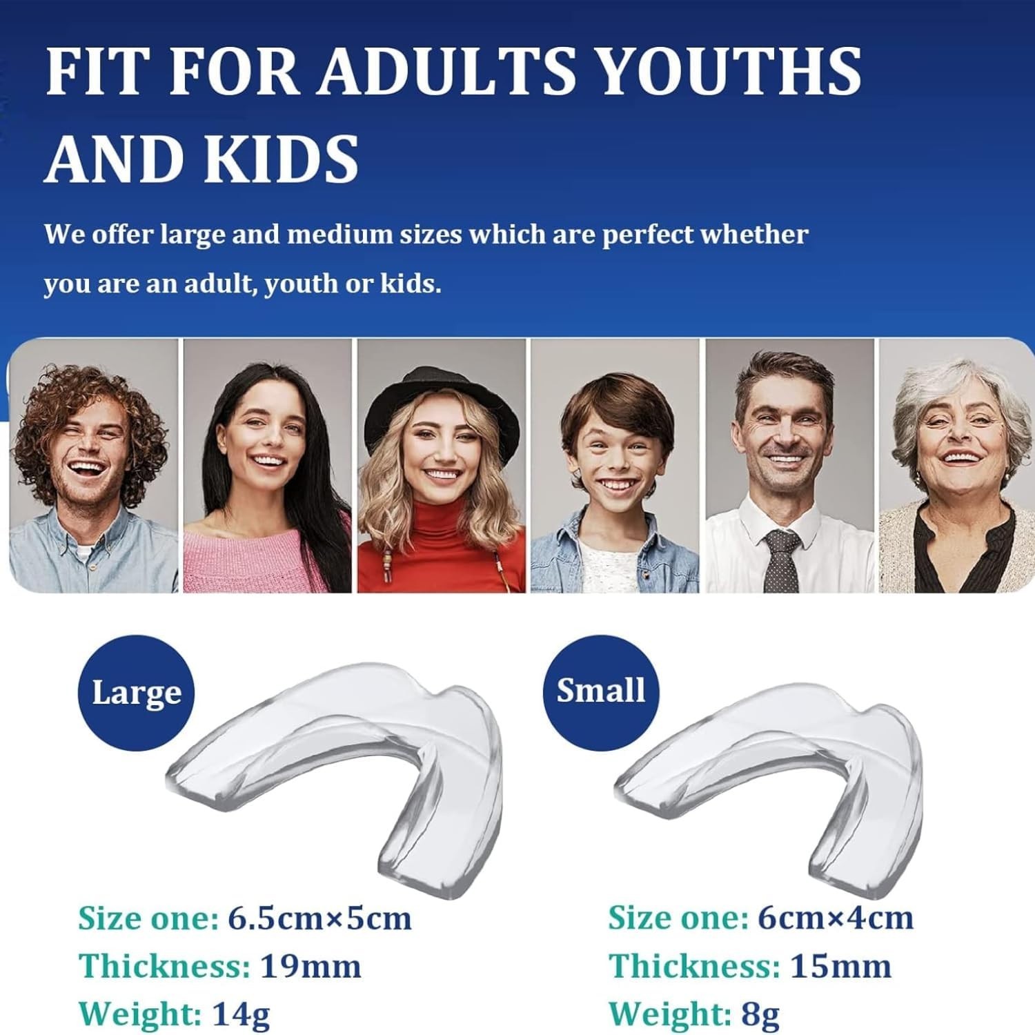 Mouth Guard 2 Sizes, Pack of 4 for Teeth Grinding at Night Clenching Moldable