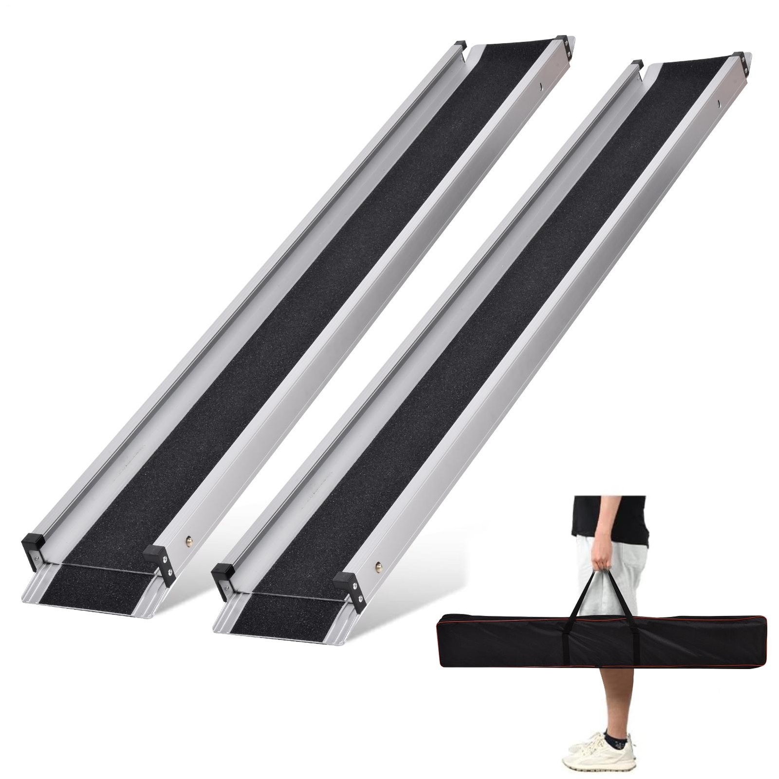 4/6/8FT Home Wheelchair Ramp Non-Skid Telescopic Aluminum Alloy Ramps Steps
