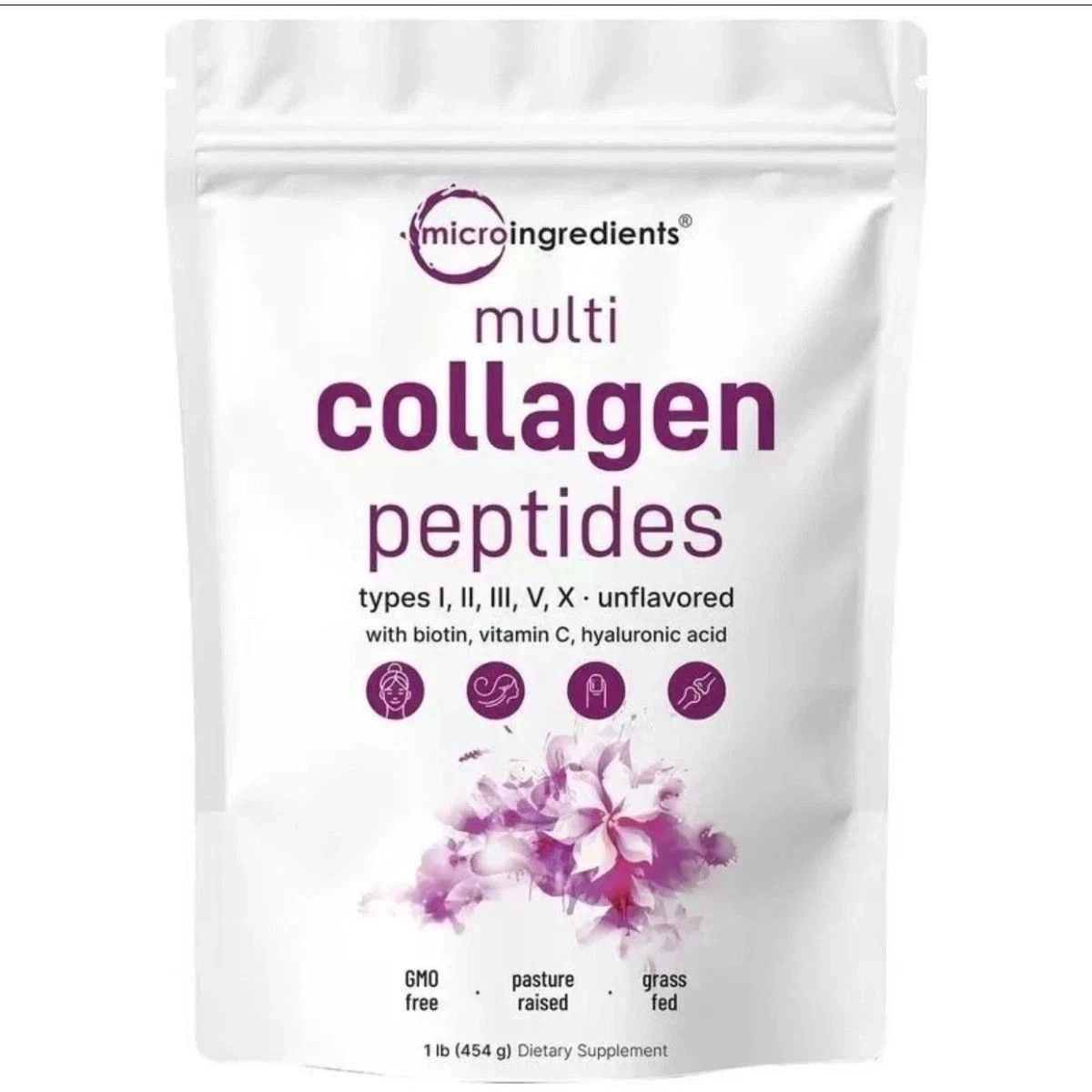 Multi Collagen Peptides Powder – Full Spectrum Types I, II, III, V, X with Bioti