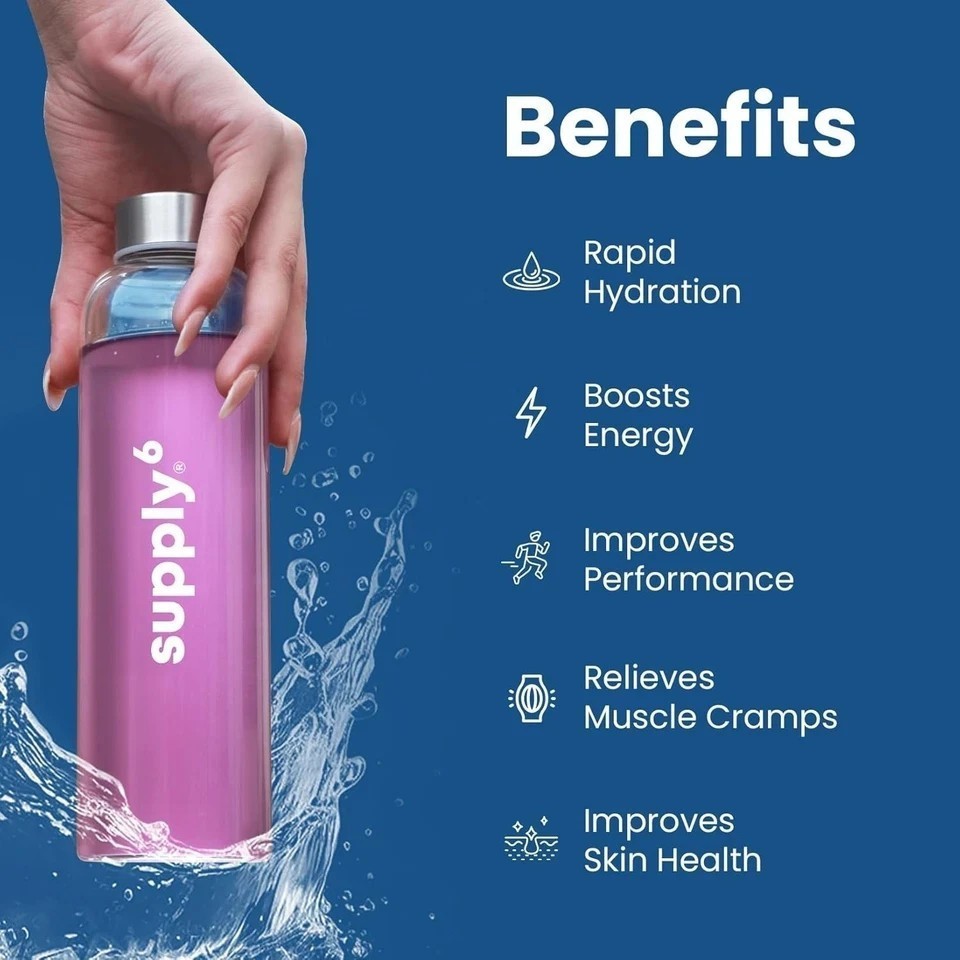 Supply6 Salts | Electrolyte Mix | Zero Added Sugar (36 Servings, Blue Raspberry)