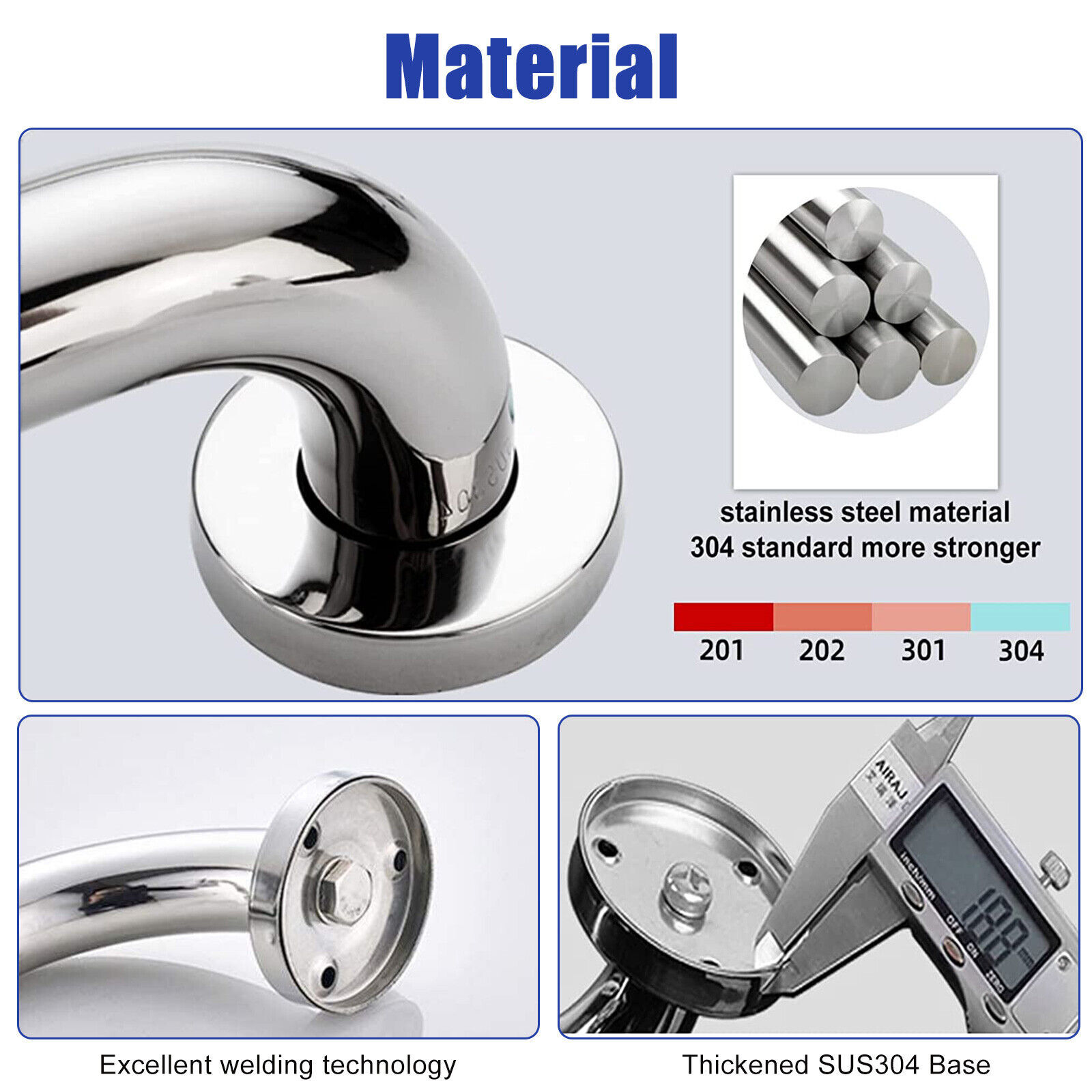12-25” Stainless Steel Grab Bar Bathroom Safety Handicap Shower Handle SupporT