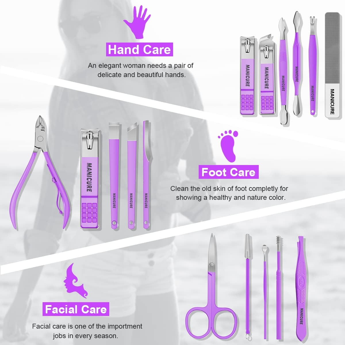 GMOX Stainless Steel Nail Care Set 16pcs Manicure Pedicure Grooming Kit Tools