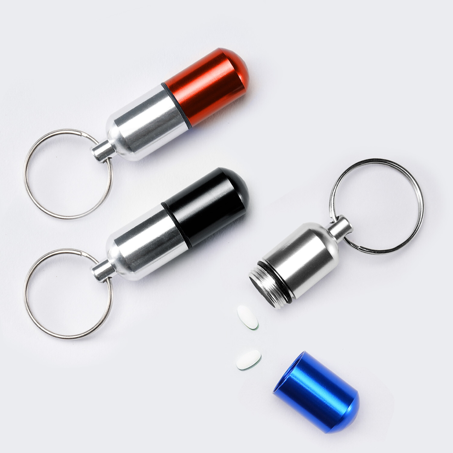 2x FDA Medicine Pill Capsule Mini Bottle Drug Portable Container Holder Keychain