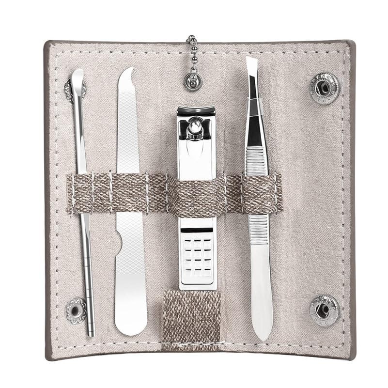 Travel Manicure Set with Nail Clipper Nail File Eyebrow Tweezers and Ear Pick