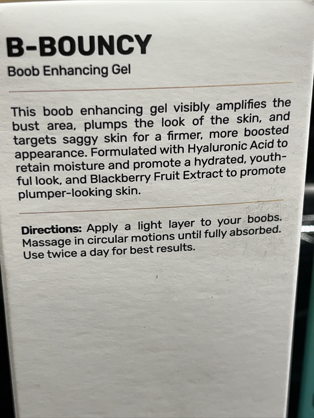 Maelys B- Bouncy BOOB ENHANCING GEL 3oz new