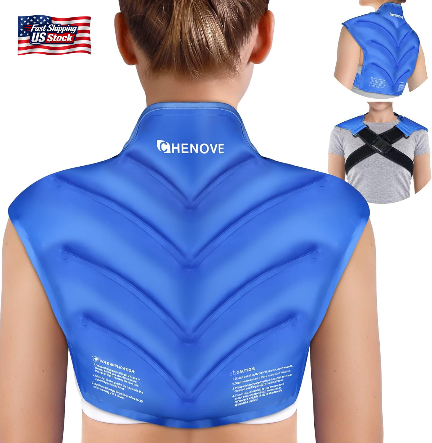 Chenove Ice Pack for Shoulders Upper Back with Strap, Neck and Shoulder Ice Pack